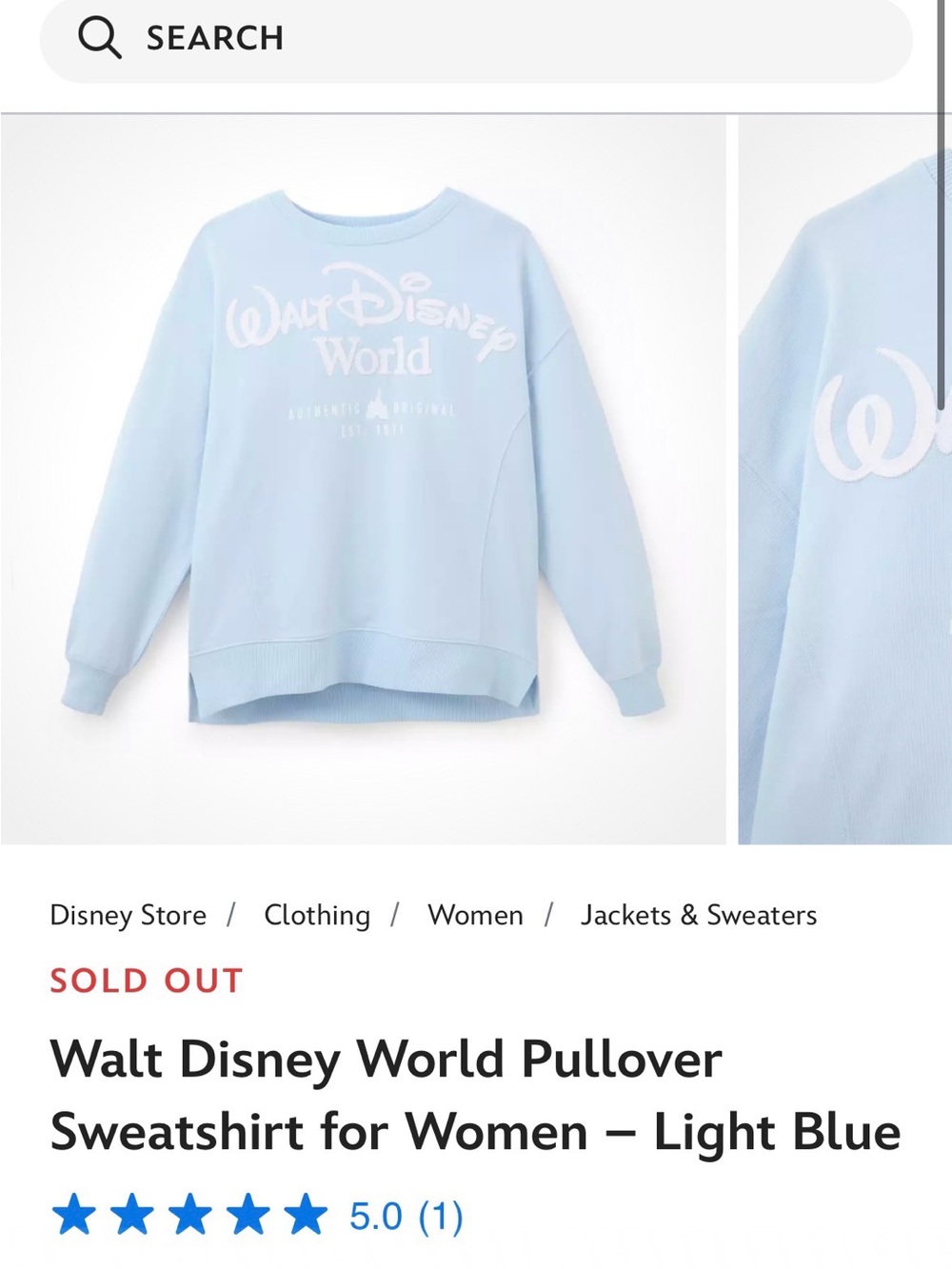 Disney Light Blue Walt Disney World Pullover Sweatshirt for Women